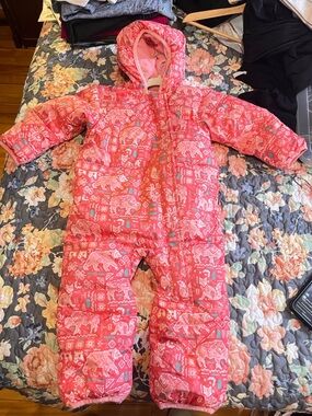 Columbia Kids Coral Pink Patterned Insulated Bunting